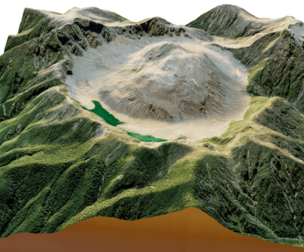 Chaiten volcanic caldera 3d model terrain