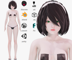 Bikini clothes 0021 - Rig - Unreal - Unity - Blender - Animated - Realistic Female Character