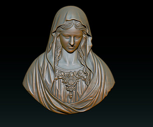 Virgin Mary Bust Relief - 3D STL Relief Model for CNC Machine and 3D Printing