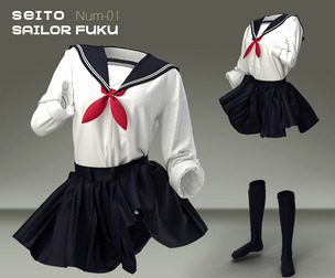 SEITO Sailor Fuku 3D School Uniform Outfit Num 01