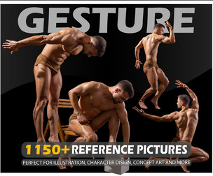 Male Gesture Photo Reference Pack . 1150+ Images . No Ai