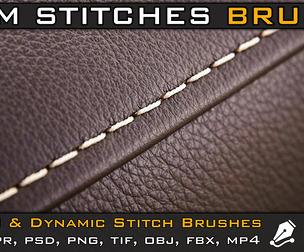 40 Dynamic Stitches, Sewing Brush for Zbrush and Substance Painter( with Alpha_4k )+ obj & fbx