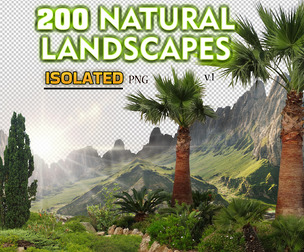 200 Natural Landscapes Isolated, Mountain Peak Scenery, Rugged Cliff