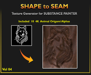 SHAPE TO SEAM Generator for Substance Painter + 10 4K Origami Alphas - Vol 04