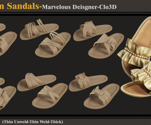 6 Women Snadals-MD-Clo3D-ZPRJ-FBX-OBJ