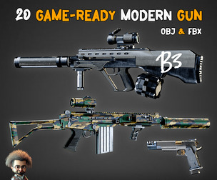20 Game-Ready Modern Gun + Texture - Vol 13