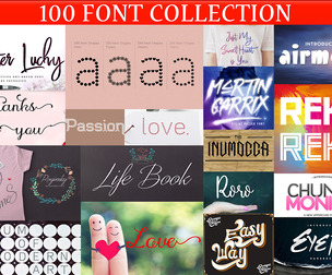 100 Fonts Collection, Typography Modern Creative Fonts, Branding Lettering Artistic