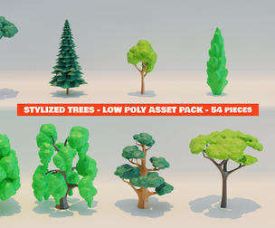 Stylized Trees Low-poly 3D model