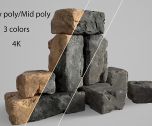 High detailed Stones rock set 01