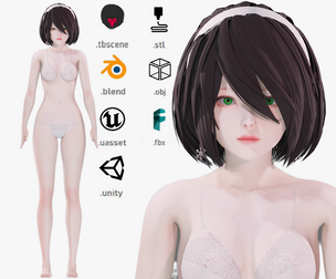 Lingerie clothes 0011 - Rigged -Unreal - Unity - Blender - Animated - Realistic Female Character