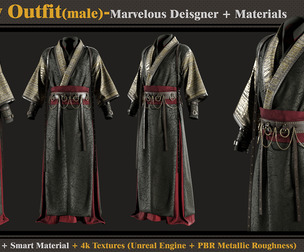 Fantasy Outfit-MD-Clo3d-Smart Material-Textures-OBJ-FBX