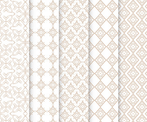 5 Elegant Gold Geometric Ornamental Seamless Pattern Collection, EPS file