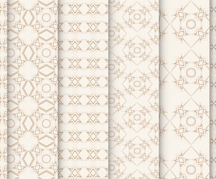 6 Geometric Ornamental Seamless Patterns, Abstract Linear Designs, Neutral Tones, EPS file