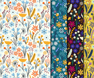 Sping Floral Seamless Patterns, Bright Vibrant Color, EPS file