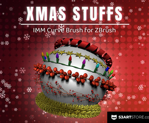 Christmas Stuffs – ZBrush IMM Brush with Festive Holiday Elements for Scenes & Environments