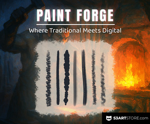 PaintForge – A Pack of Digital Painting Brushes for Texturing in Blender and Photoshop