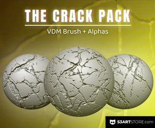 The Crack Pack – Realistic Crack Sculpting VDM Brush for ZBrush featuring Alphas