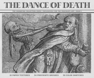 The Dance of Death Procreate Kit (Procreate Brushes, Color Palette & Paper Textures)