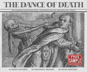 The Dance of Death Procreate Kit (Procreate Brushes, Color Palette & Paper Textures)
