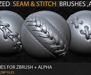 40 Stylized Seam & Stitch Brushes & Alpha (Tileable 4k-16bit) _Vol.03