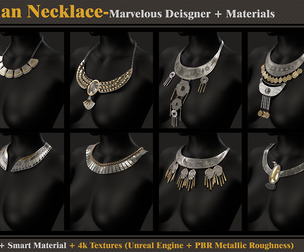 8 Egyptian Necklace-MD-Clo3d-Smart Material- Textures -OBJ-FBX