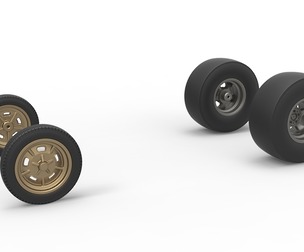 Wheel set of Vintage Front engine dragster V2 Scale 1:25