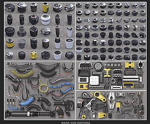 Hard Surface Kitbash Libraries 1 & 2