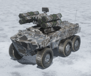 Scifi SAM launcher vehicle winter camouflage