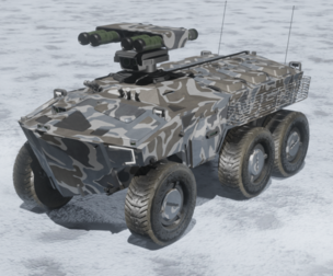 Scifi ATGM launch vehicle winter camouflage