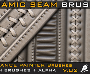Dynamic Seam_ Stitches Brushes For Substance Painter & Zbrush_ZBP/ Alpha(2K ) +Tutorial V-02