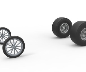 Wheel set of Vintage Front engine dragster V3 Scale 1:25