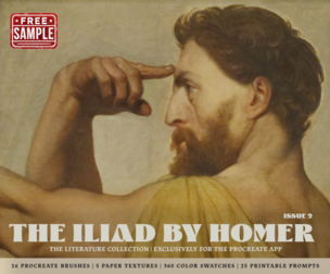 Free Sample - The Iliad Procreate Kit (Procreate Brushes, Paper Textures & Card Game)