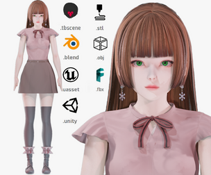 Casual clothes 0021 - Rig - Unreal - Unity - Blender - Animated - Realistic Female Character