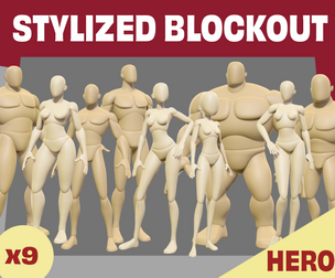 Stylized Hero Blockout Basemesh Collection