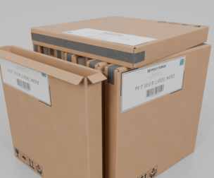 Cardboard Box R-044 - Rigged and Customizable 3D Model