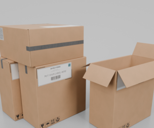 Cardboard Box R-244 - Rigged and Customizable 3D Model