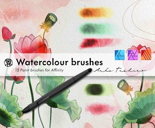 Textured Watercolour Paint Brush Set 300 DPI Printable Instant Download Brushes for Affinity