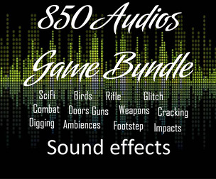 850 Game Audio Sound Effects Bundle, Combat, Digging, Footstep, Insects, Rifle, Screaming