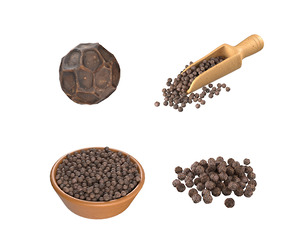 Black dried peppercorn set