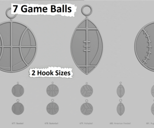 🏀 Game Balls Pendants Pack – 3D Printable Sports Charm Set