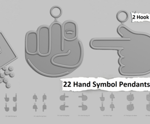 🖐️ Hand Symbol Pendants Pack – 3D Printable Gestures & Signs Collection