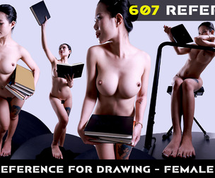 Drawing Reference - Female 49 - Poses with Books