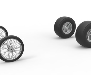 Wheel set of Vintage Front engine dragster V4 Scale 1:25