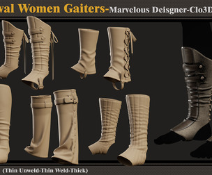 5 Medieval Women Gaiters-MD-Clo3D-ZPRJ- FBX -OBJ
