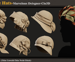 7 Cloche Hats-MD-Clo3D-ZPRJ-FBX-OBJ