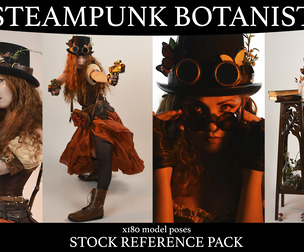 Steampunk Botanist -  Fantasy stock model pose reference pack