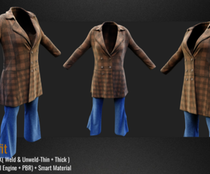 Girl's Outfit (VOL.02). Marvelous Designer/Clo3D file+OBJ,FBX+4K Textures(PBR+Smart Material)