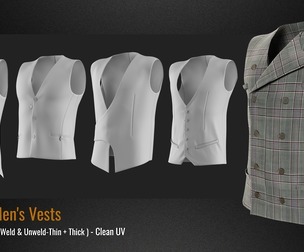 5 Men's Formal Vests (VOL.01). Marvelous Designer/Clo3D project file+OBJ,FBX