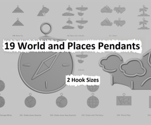 🌍 World and Places Pendants Pack – Original Blend STL Collection 🗺️🏛️
