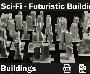 3D sci fi skyscraper futuristic buildings